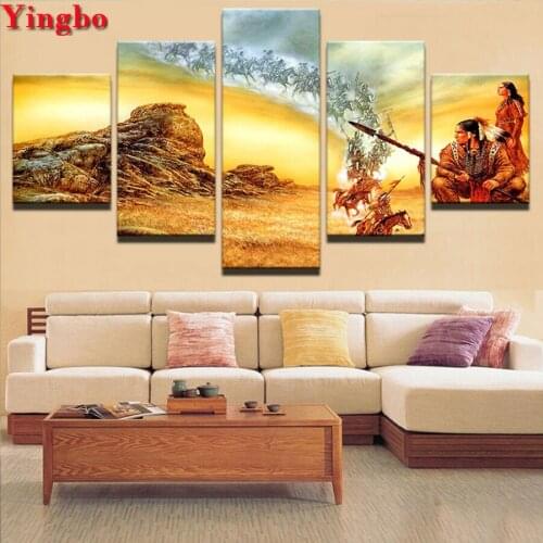 Full Drill Square round Diamond Painting Indian hunter Diamond Embroidery 5 Pie ces Cross Stitch Rhinestone Painting Mosaic Kit