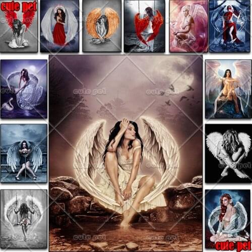 DIY Diamond Painting Angel girl Full Square Round Drill Rhinestone 5D Cross Stitch Winged woman Embroidery Mosaic beauty decor