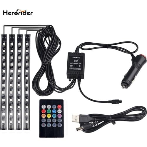 Car Flexible LED Strip Light Atmosphere Light Foot Light USB/Cigarette Lighter Remote Control Interior Decorative Ambient Lamp