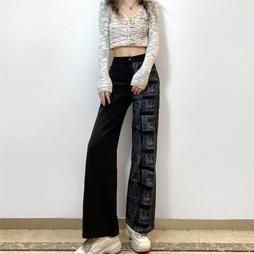 Harajuku Pants cyber y2k korean fashionPattern Hip Hop Wide Leg Pants Women Men Casual Streetwear Elastic Waist Jogger Pants