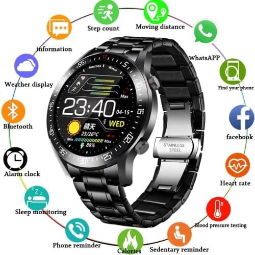 LIGE Luxury brand mens watches 2021 New Steel band Fitness watch Heart rate blood pressure Activity tracker Smart Watch For Men