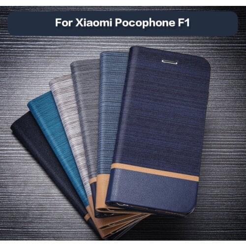 Pu Leather Case For Xiaomi Pocophone F1 Business Phone Case For Xiaomi Pocophone F1 Flip Book Case Soft Tpu Silicone Back Cover