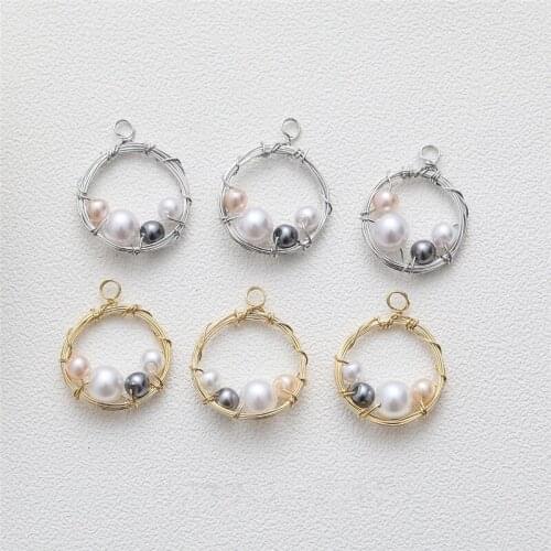 Min order 20pcs/lot color beads handmade Weave geometry rounds shape copper floating locket charms diy jewelry earring accessory