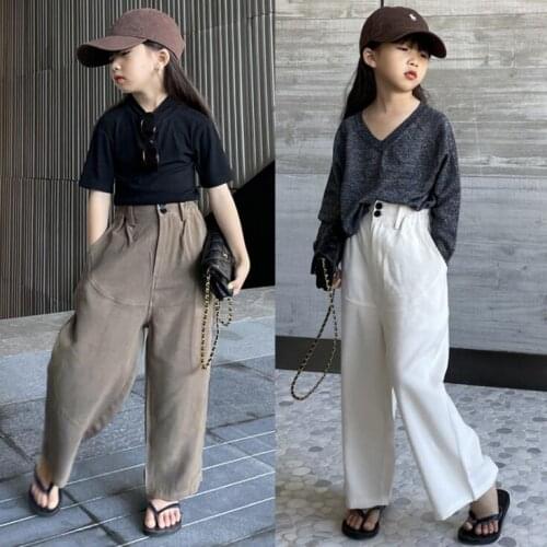 2021 new wholesale girls long pants spring cotton fashion girls pants 4-9t A608