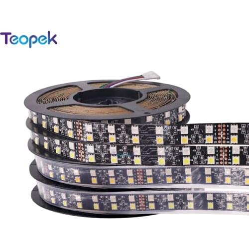 5050 Double Row LED Strip 120LEDs/m 5M DC 12V Black /White PCB RGBWW LED Light Flexible Tape White Warm White RGB RGBW