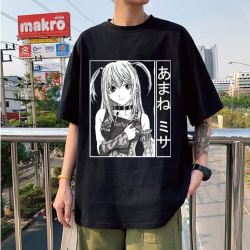 Korean Style Death Note Misa Vintage Tshirt Unisex Casual T-shirt Fashion Men Cotton Black Short Sleeve Summer New Hot Sell Tee