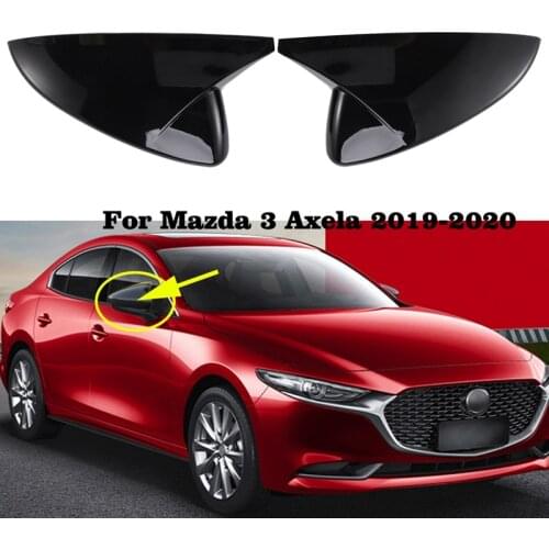 Glossy Black Rearview Mirror Cover Door Side Wing Mirror Caps Trim Shell for Mazda 3 Axela 2019 2020