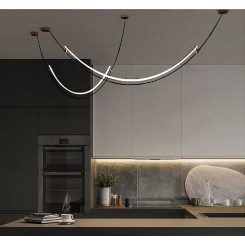 Art Decor Long Type LED Pendant Lighting Modern Designer Line Pendant Lamp For Office/Dinning Room/Bar Luster Luminaire Lampara