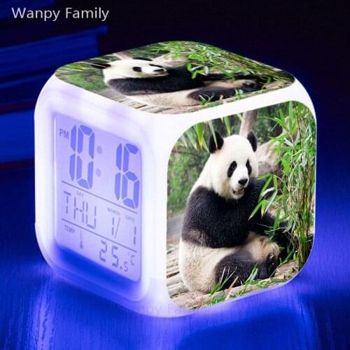 Panda Alarm Clock Glowing LED Color Change Digital Alarm Clock Big screen Multifunctio Touch Sensing Clock