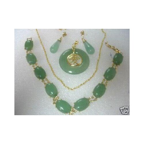 Genuine Jades Necklace ,Bracelet,Earring set 17"