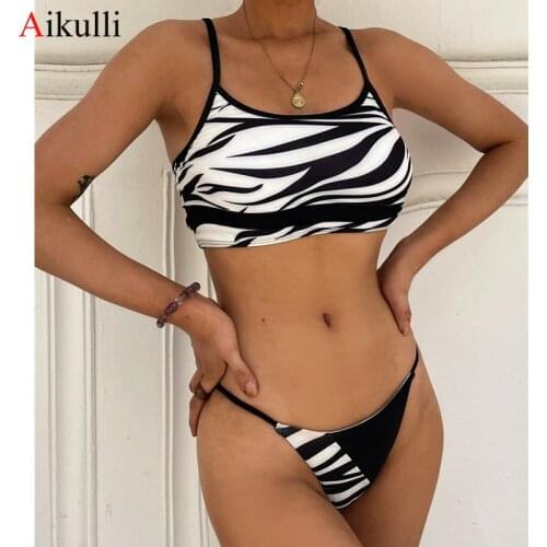 2021 Sexy Animal Printing Bikinis Swimsuit Women Bikini Set Push Up Swimwear High Cut Bathing Suit Swimming Summer BeachWear New
