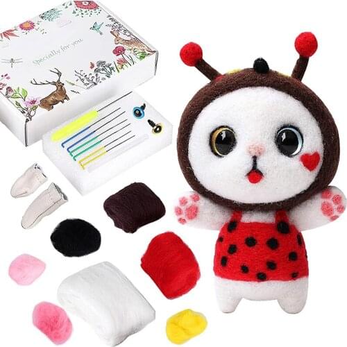 LMDZ Doll Wool Felt Felting Kit Felting Needle Foam Mat Awl for Beginner DIY Home Decoration Animal Non-Finished Accessorie Tool
