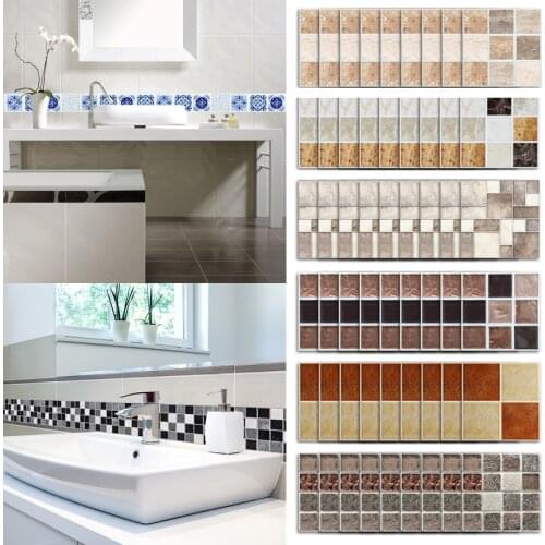 18Pcs/Set Mosaic Tile Wall Sticker PVC Waterproof Tiles Decals Decor Kitchen Backsplash Bathroom Wall Tile Stickers DIY Decor