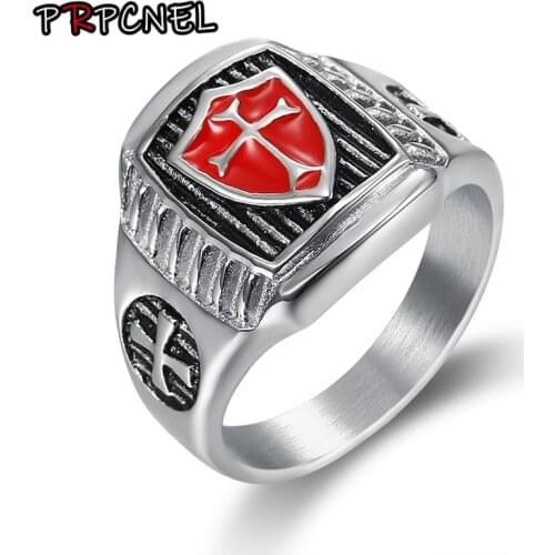 High Quality 2019 New Cross Ring For Men Silver Color Fashion Royal Knights Templar Finger Jewelry Male Rings Anel