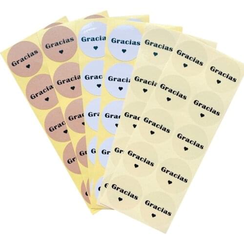 100pcs Round Sealing Sticker Transparent Spanish Thank You Gracias Food Baking Cake Cookies Wedding Decoration Adhesive