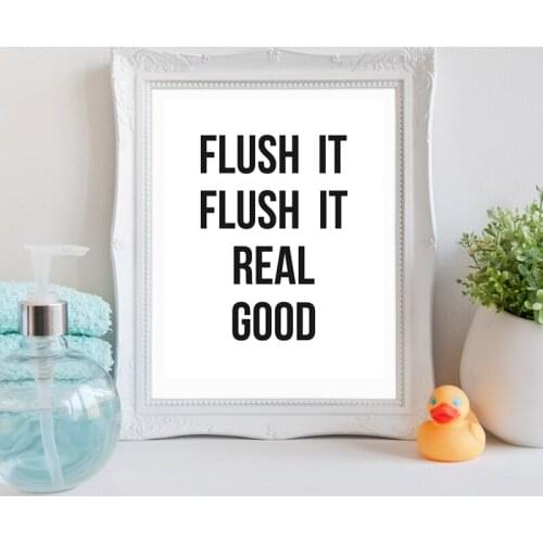 Flush It Real Good Bathroom Wall Art Print , Minimalist Toilet Art Canvas Painting Laundry Room Bathroom Wall Modern Decor