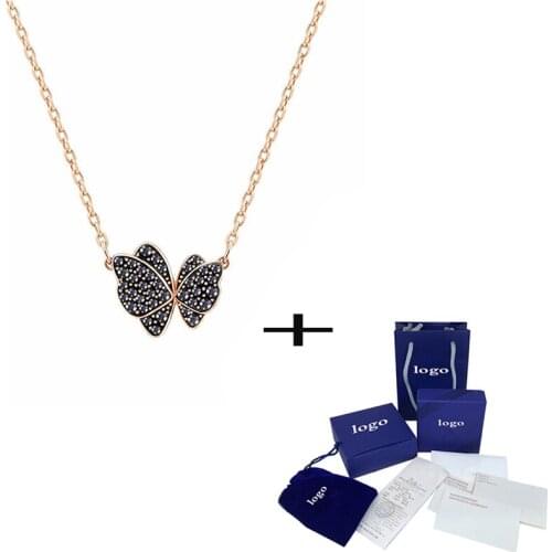 New Black Rose Gold Butterfly Necklace Romantic Simple Ladies Jewelry Send Girlfriend Anniversary Gift