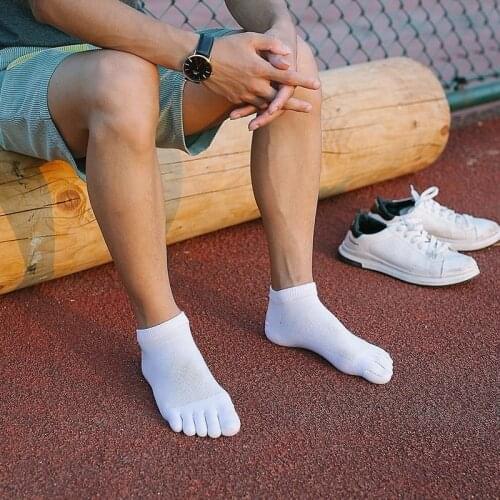 4 Seasons Five Fingers Solid Color Cotton Sweat Sport Mens Boat Socks Japanese Style Fashion Breathable Socks Brand Mesh Sokken