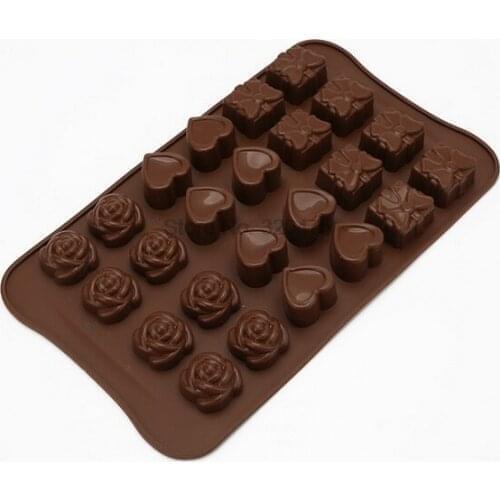 By dhl 500pcs high quality cake Tools Kitchen Bakeware Handmade DIY 24 Rose Love Silicone Chocolate Mold Cake Decoration