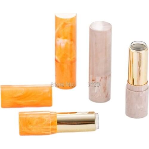 Empty Lipstick Tube 12.1 Irregular Marbling Lip Balm Tube Yellow Erose Jade Pattern Lipstick Container Empty Lip Balm Tube 50pcs