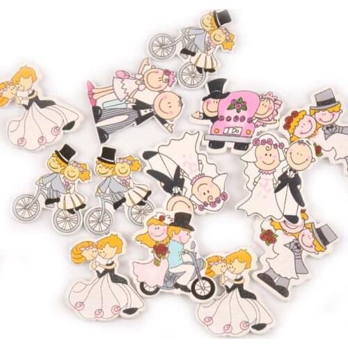 20pcs Mix Lovely Wedding Wood Slices Colorful Crafts Wooden Ornaments For Home Decoration Handmade Accessories 40-30mm M0662x