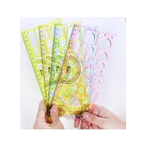 Variety Of Children 's Board Versatile Multi Purpose Flower Ruler Learning Stationery Painting Supplies Drawing Unisex Plastic