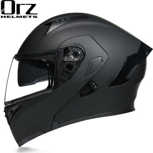 Classic Matter Black Modular Flip Up Helmet Dual Lens Full Face Motocross Helmet Motobike Capacete Casco Motorcycle Racing DOT