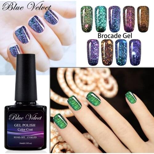 Blue Velvet 10ml Chameleon Brocade Gel Nail Polish Soak Off UV GEL Gel Lacquer Varnish Glitter Manicure 18 Colors Pick 1