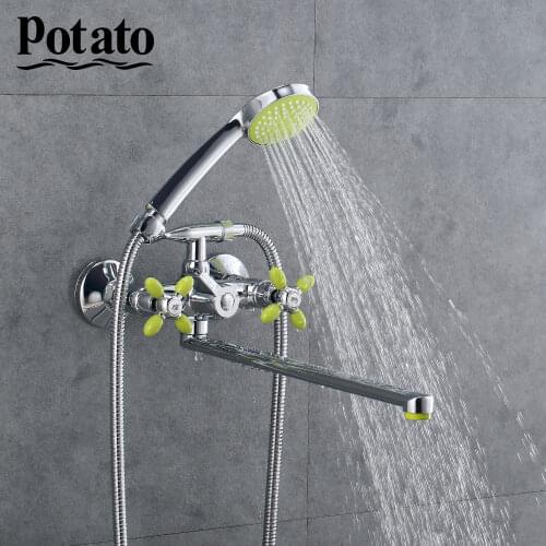 Potato Bathroom Shower Faucet 5 Colors Bright Mordern Long Nose Hot And Cold Water Mix With Shower Head p2771-11