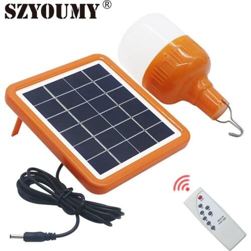 SZYOUMY 10W 20W 30W USB Solar bulb IP55 remote control solar lamp bulb solar emergency dimmeable light charging bulb booth lamp