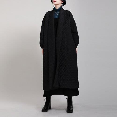 TVVOVVIN Women Parka V-neck Black Long Winter Coat Women Loose Vintage Casual Women Parka Overcoat Warm Lining Winter Coats 8T6J