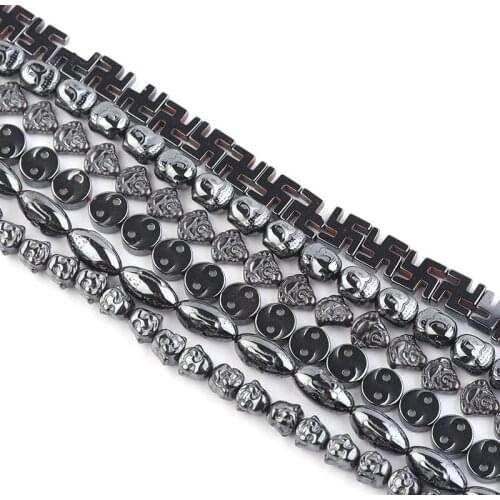 High Quality Black Gallstone Beads Creative New DIY Buddha Head Guanyin Head Hematite Loose Beads Jewelry Accessories