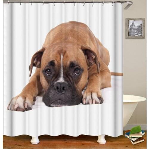OLOEY 3d Print Pet Puppy Curtains for Bathroom Funny Shower Curtains Waterproof Fabric Bath Curtains Customized Washable