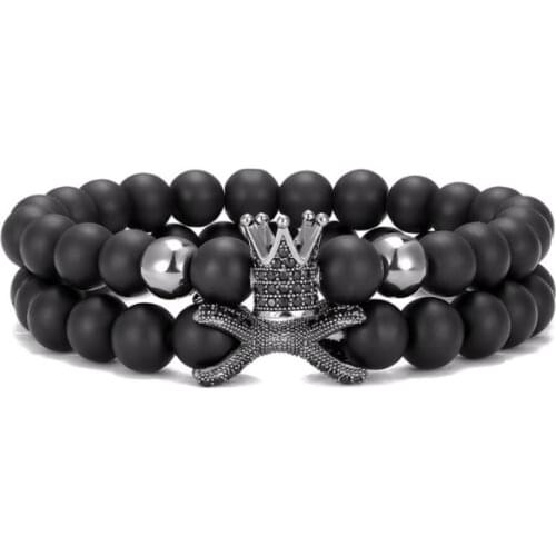 2pcs/lot 8mm crown ball gold silver copper cz zircon cubic zirconia beads Yoga Bracelet elastic Stone Bangles tg3s