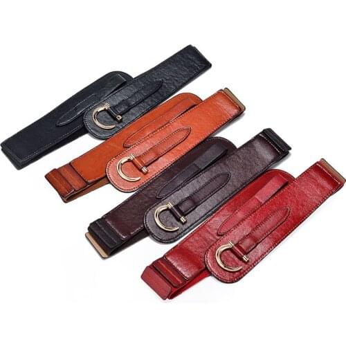 2021 brand new women wide elastic leather belt fashion dress belts
