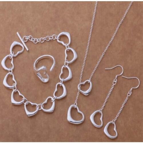 AS075 Hot silver color sterling silver Jewelry Sets Bracelet 190 + Necklace 599 + Earring 187 + Ring 253 /adfaiuma ajsajaza