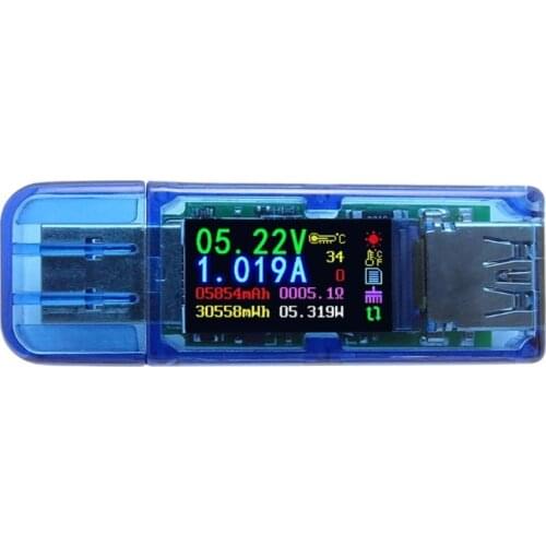 AT34 USB 3.0 color LCD Voltmeter ammeter voltage current meter multimeter battery charge power bank USB Tester