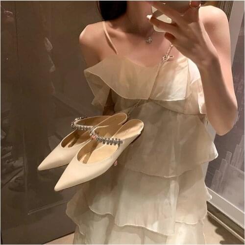 Koovan Womens Sandals Women Shoes Spring Autumn Fairy Flat Heels 2021 Fashion Pure Color Slippers Leisure Wear Outside For Girl