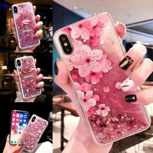 Liquid Water Case Glitter Flamingo Floral Soft Silicone Cover for Huawei P8 P9 P10 20 Mate 8 9 10 Lite 20x Pro Nova 2i 3i Y5 Y9
