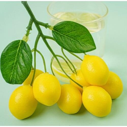 Artificial Lemon Branches with Green Leaves Artificial Lemon Decoration for Home Table Farmhouse Garden Vase Decoration