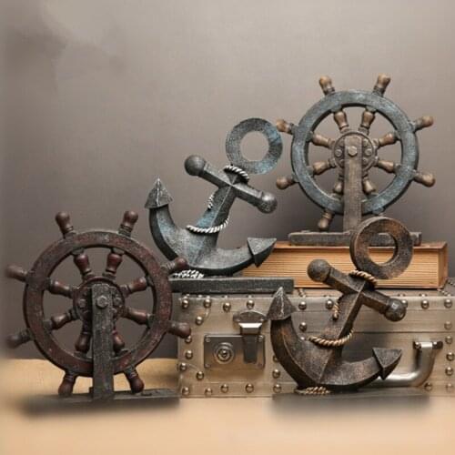 Jane Europe Home Decoration Creative Mediterranean Style Marine Anchor Rudder Retro Model Props Ornaments Decorations Crafts