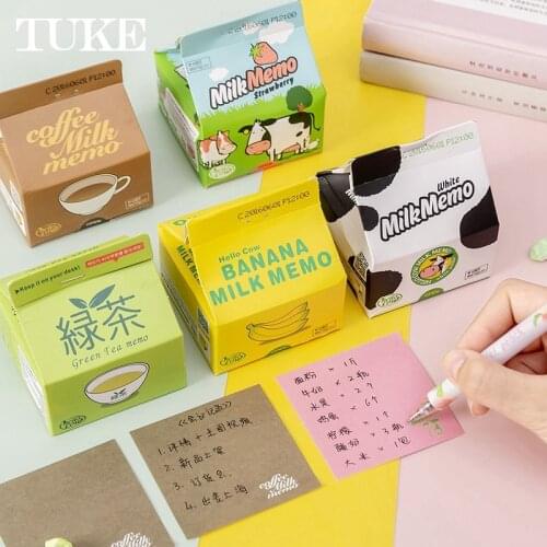Creative Kawaii Korean Milk Box N times Memo Note Pad Message Paper Marker Tab Notepads School Office Stationery