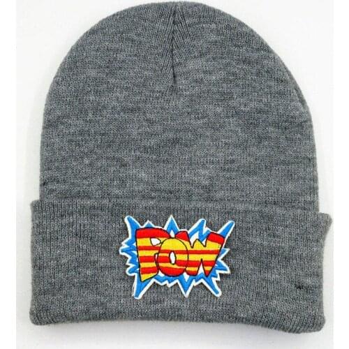 LDSLYJR Cotton pow letter embroidery Thicken knitted hat winter warm hat Skullies cap beanie hat for men and women 43
