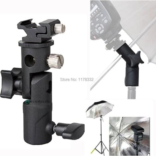 2PCS Metal Camera E Type Flash Shoe Umbrella Holder Mount Light Stand Bracket Swivel for 580EX II/580EX/550EX/430EX II/430EX
