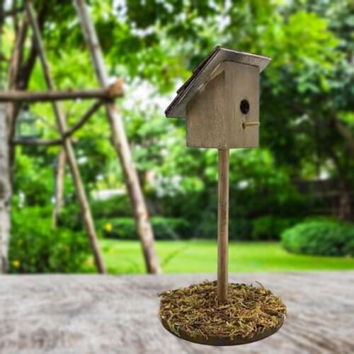 Miniature Wooden Bird Nest Birdhouse for 1/12 Dollhouse Decoration Gift Toys