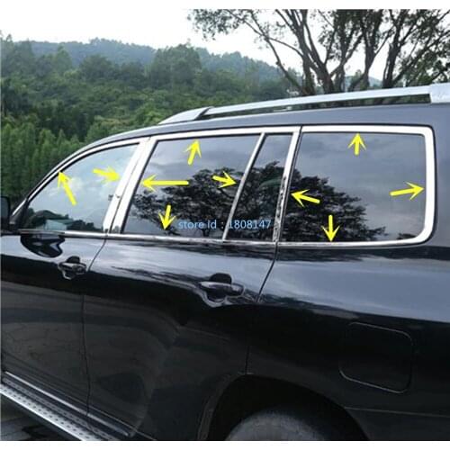 For Toyota Highlander 2012 2013 2014 Car Body Stick Stainless Steel Glass Window Garnish Pillar Middle Column Strip Trim