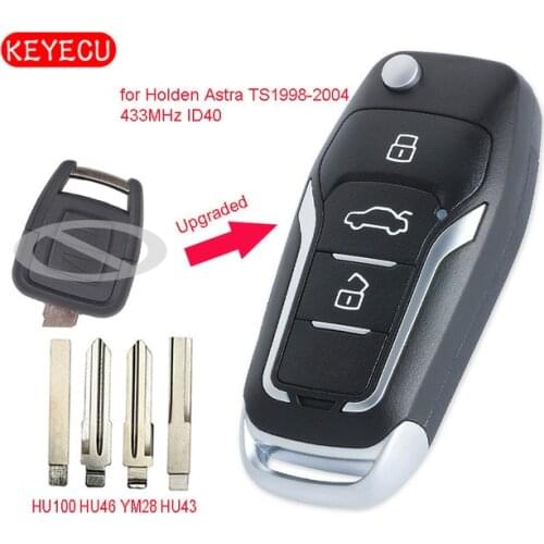 Keyecu Upgraded Flip Remote Car Key Fob 2 Button 433MHz ID40 for Opel Holden Astra TS 1998-2004