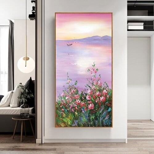 Handmade Landscape Flower Oil Painting On Canvas Wall Art For Home Living Room Bedroom Decoration Mural Hand Painted Paintings