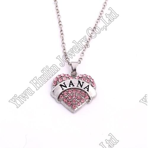 Ladies Girls Family Sparkling NANA HEART Charm Pendant & Necklace Gift