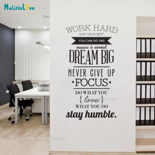 Work Hard Give Your Best Inspirational Quote Decal Office Company Vinyl Wall Art Sticker BA166